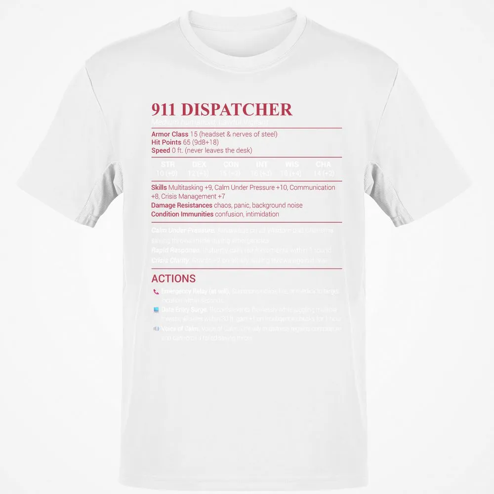 911 Dispatcher Classic Unisex T-Shirt - White - 12