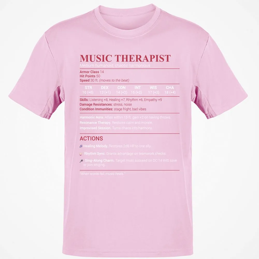 Music Therapist Classic Unisex T-Shirt - Light Pink - 5