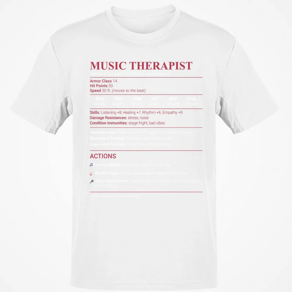 Music Therapist Classic Unisex T-Shirt - White - 12