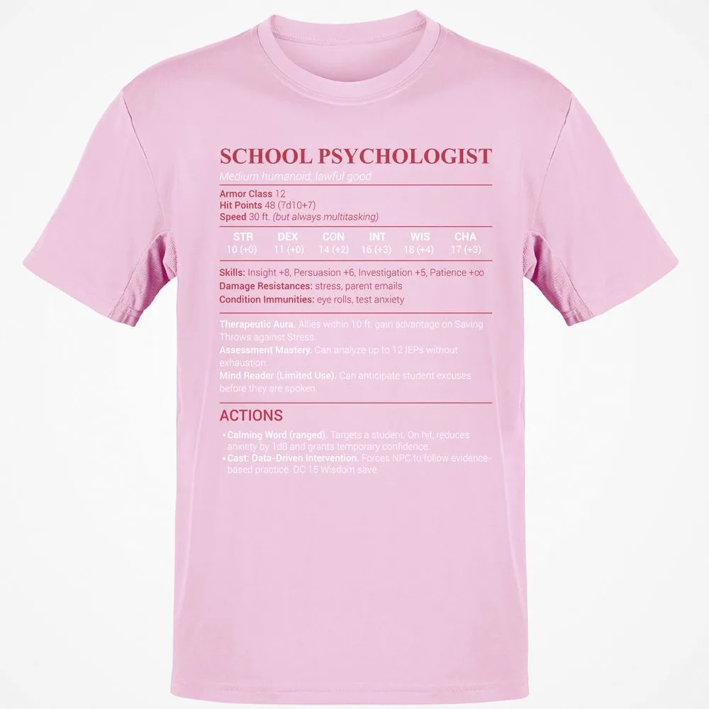 School Psychologist Classic Unisex T-Shirt - Light Pink - 5
