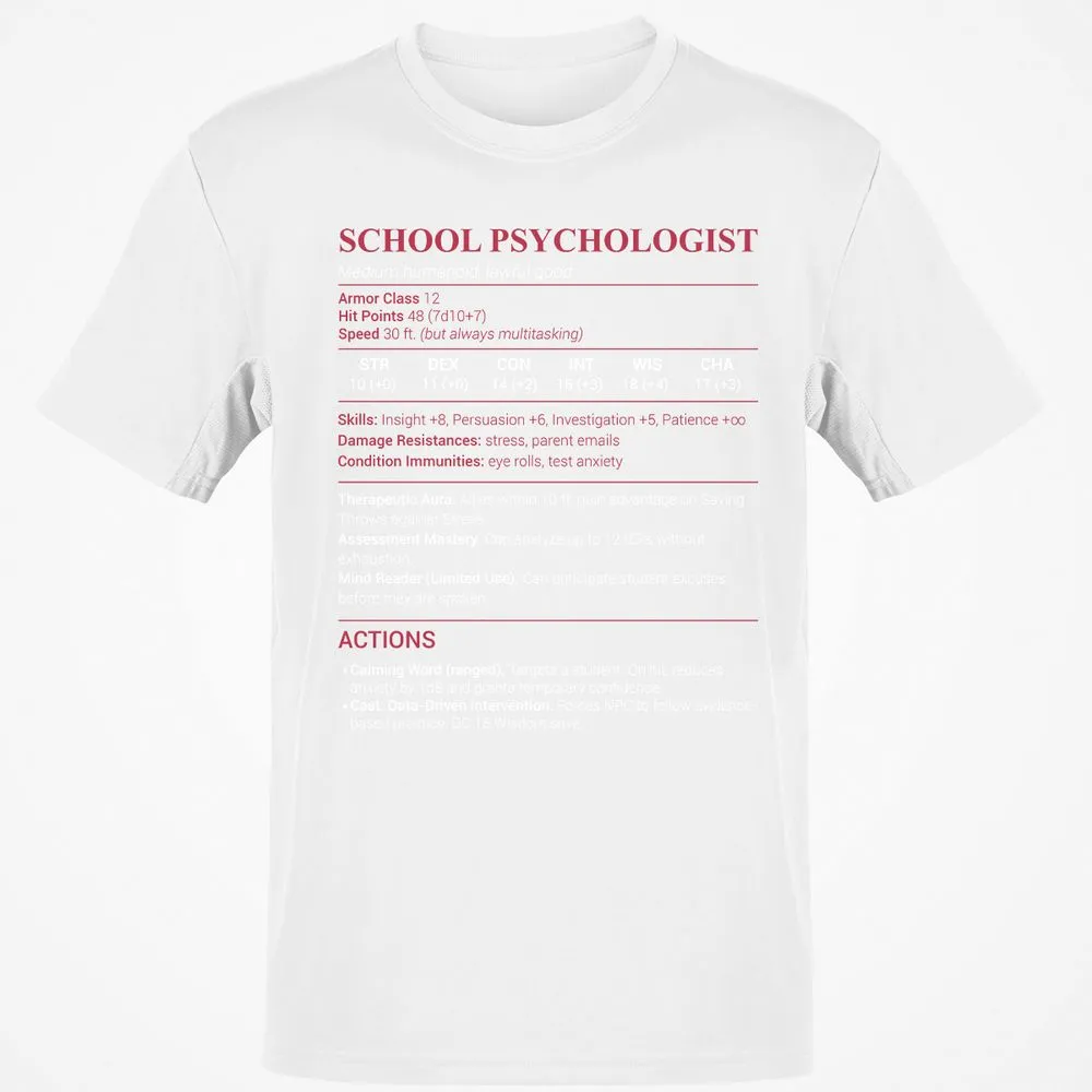 School Psychologist Classic Unisex T-Shirt - White - 12