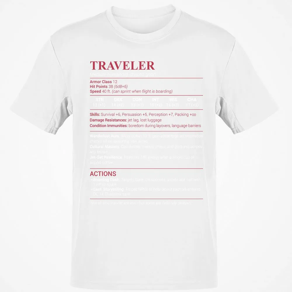 Traveler Classic Unisex T-Shirt - White - 12