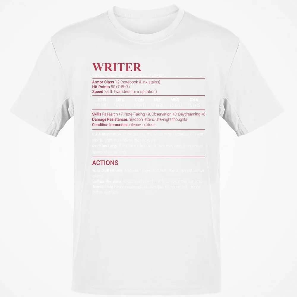 Writer Classic Unisex T-Shirt - White - 12