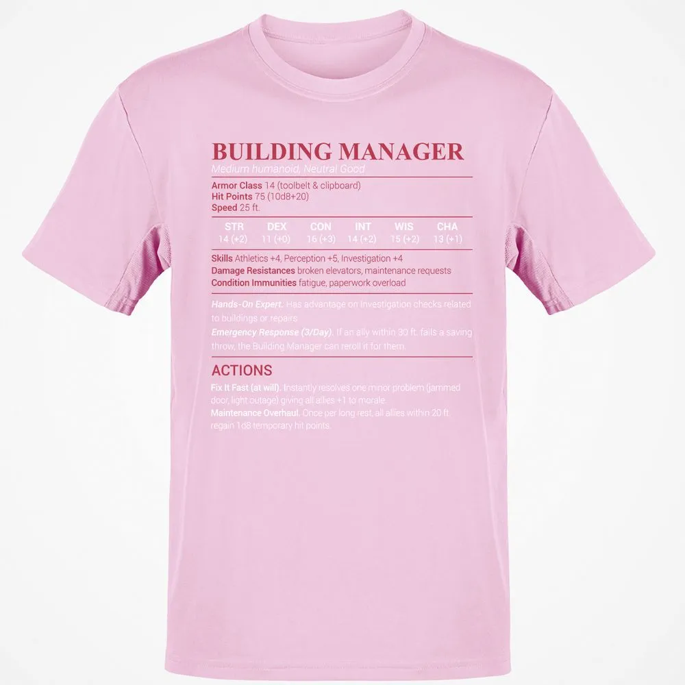 Building Manager Classic Unisex T-Shirt - Light Pink - 5