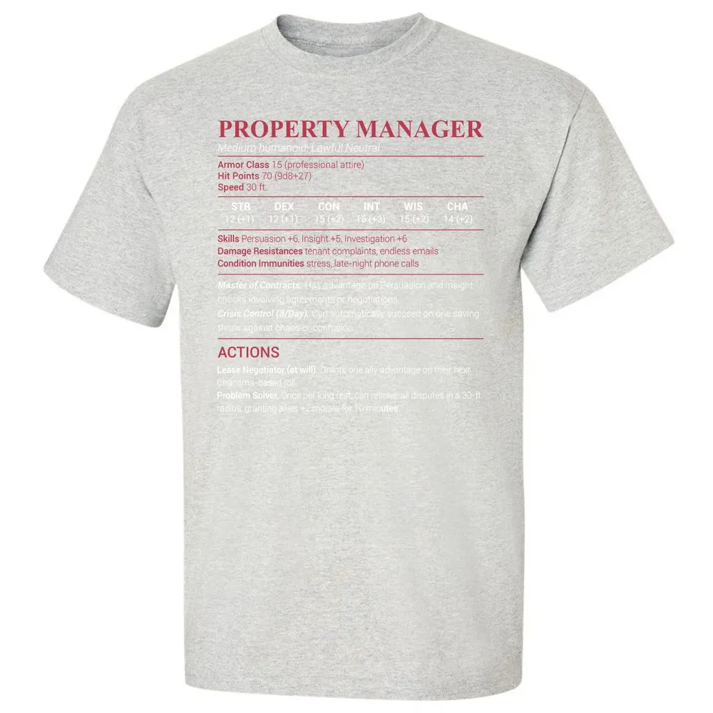 Property Manager Classic Unisex T-Shirt - Ash - 2