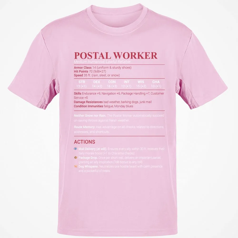 Postal Worker Classic Unisex T-Shirt - Light Pink - 5