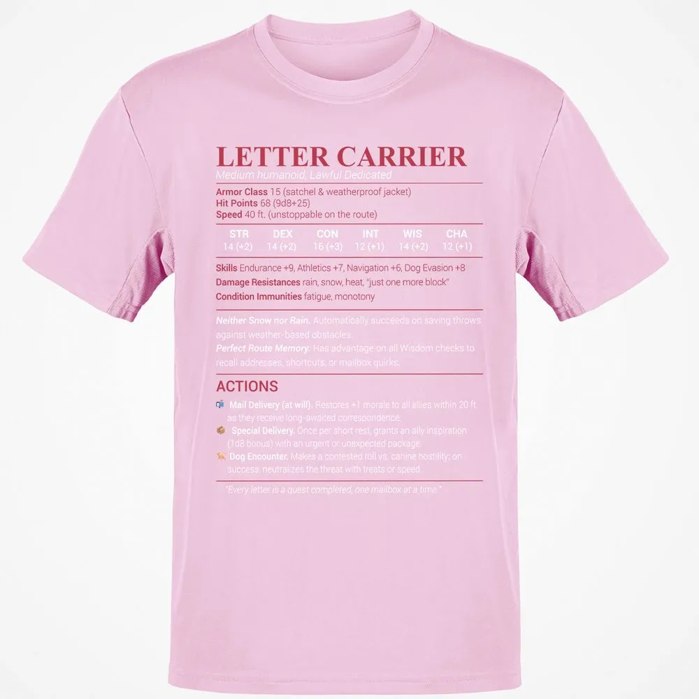 Letter Carrier Classic Unisex T-Shirt - Light Pink - 5