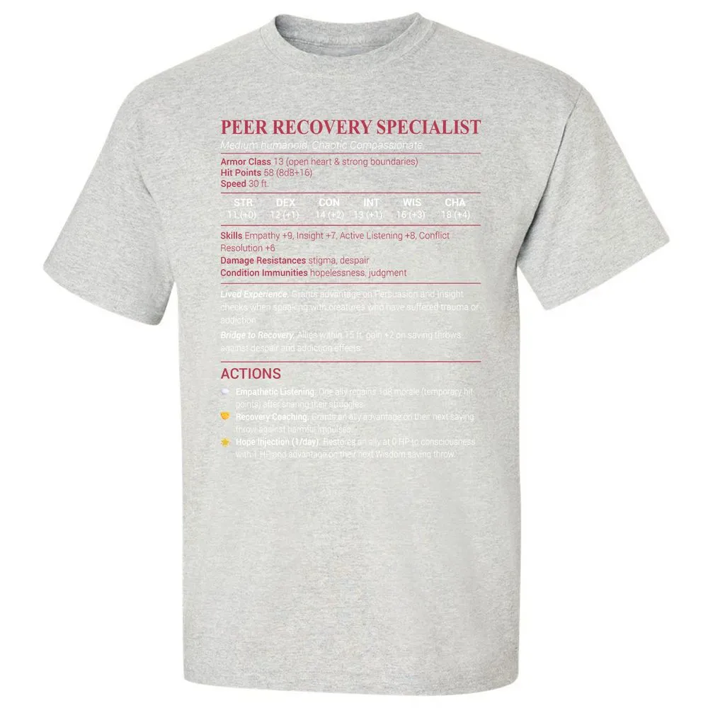 Peer Recovery Specialist Classic Unisex T-Shirt - Ash - 2