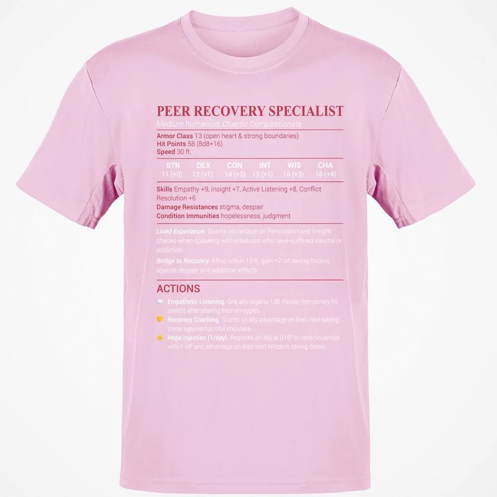 Peer Recovery Specialist Classic Unisex T-Shirt - Light Pink - 5