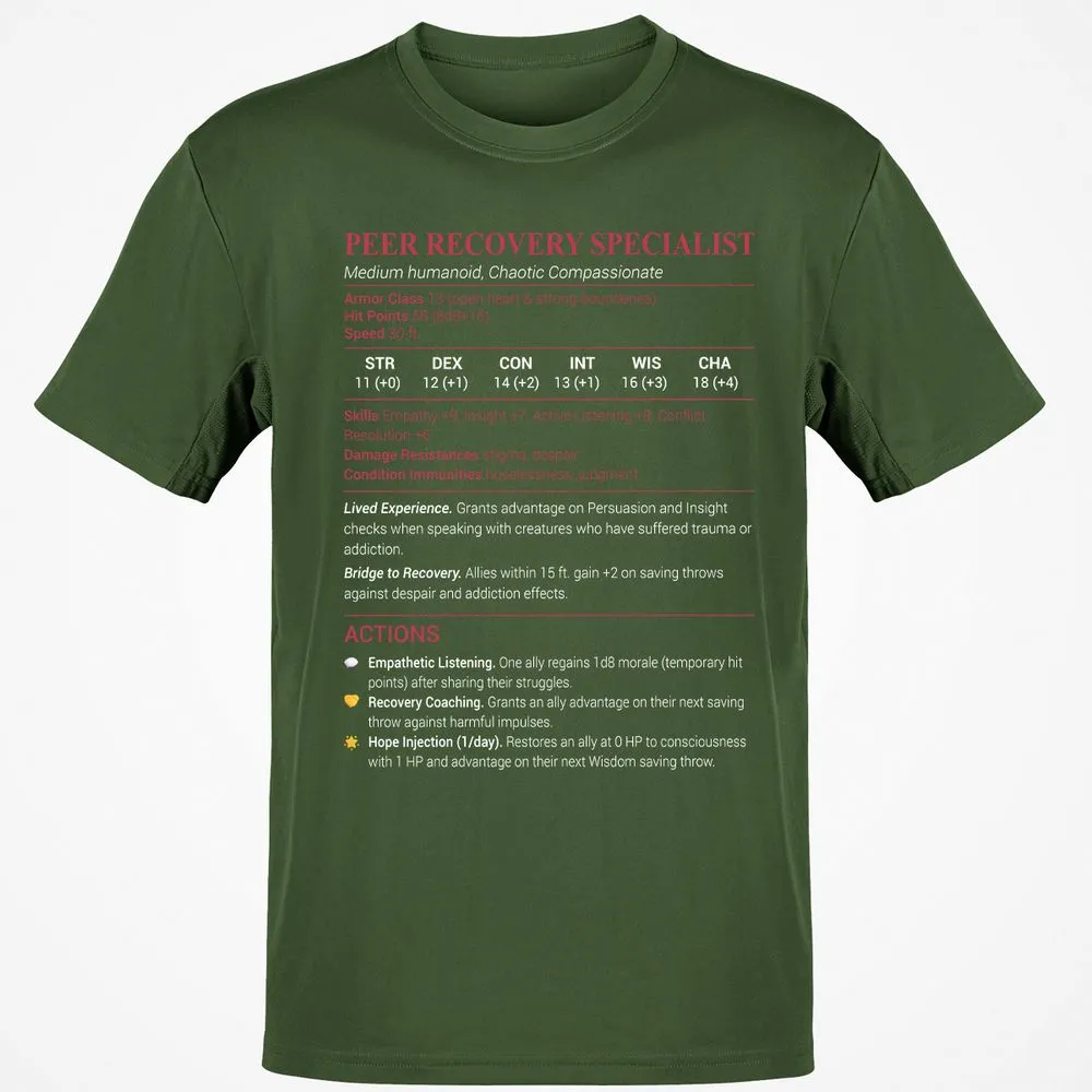 Peer Recovery Specialist Classic Unisex T-Shirt - Military Green - 6