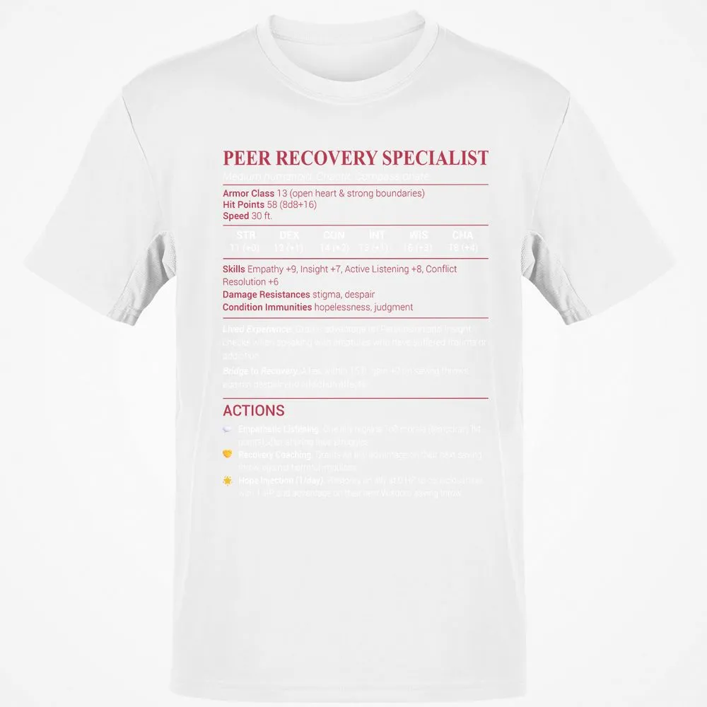 Peer Recovery Specialist Classic Unisex T-Shirt - White - 12