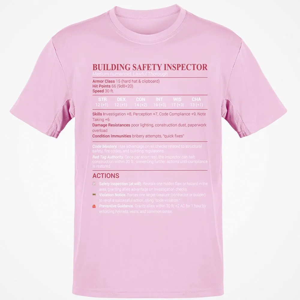 Building Safety Inspector Classic Unisex T-Shirt - Light Pink - 5
