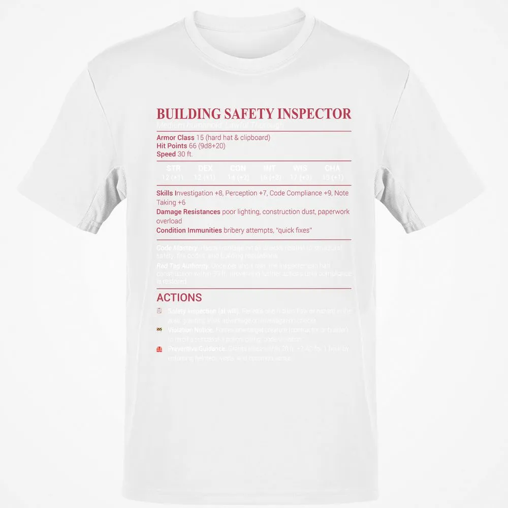 Building Safety Inspector Classic Unisex T-Shirt - White - 12