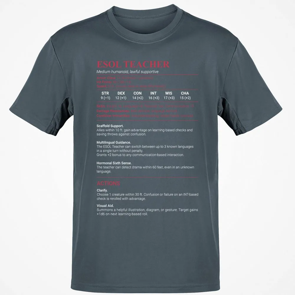 ESOL Teacher Classic Unisex T-Shirt - Charcoal - 3