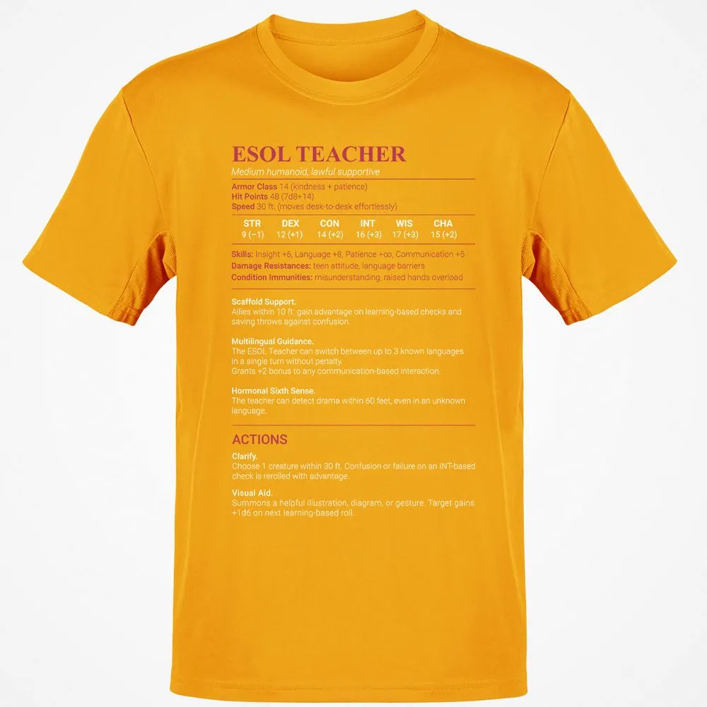 ESOL Teacher Classic Unisex T-Shirt - Gold - 4