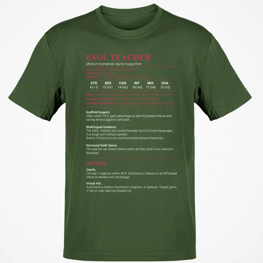 ESOL Teacher Classic Unisex T-Shirt - Military Green - 6