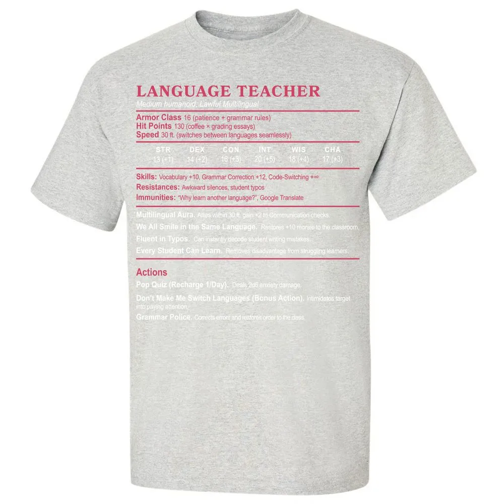 Language Teacher Classic Unisex T-Shirt - Ash - 2