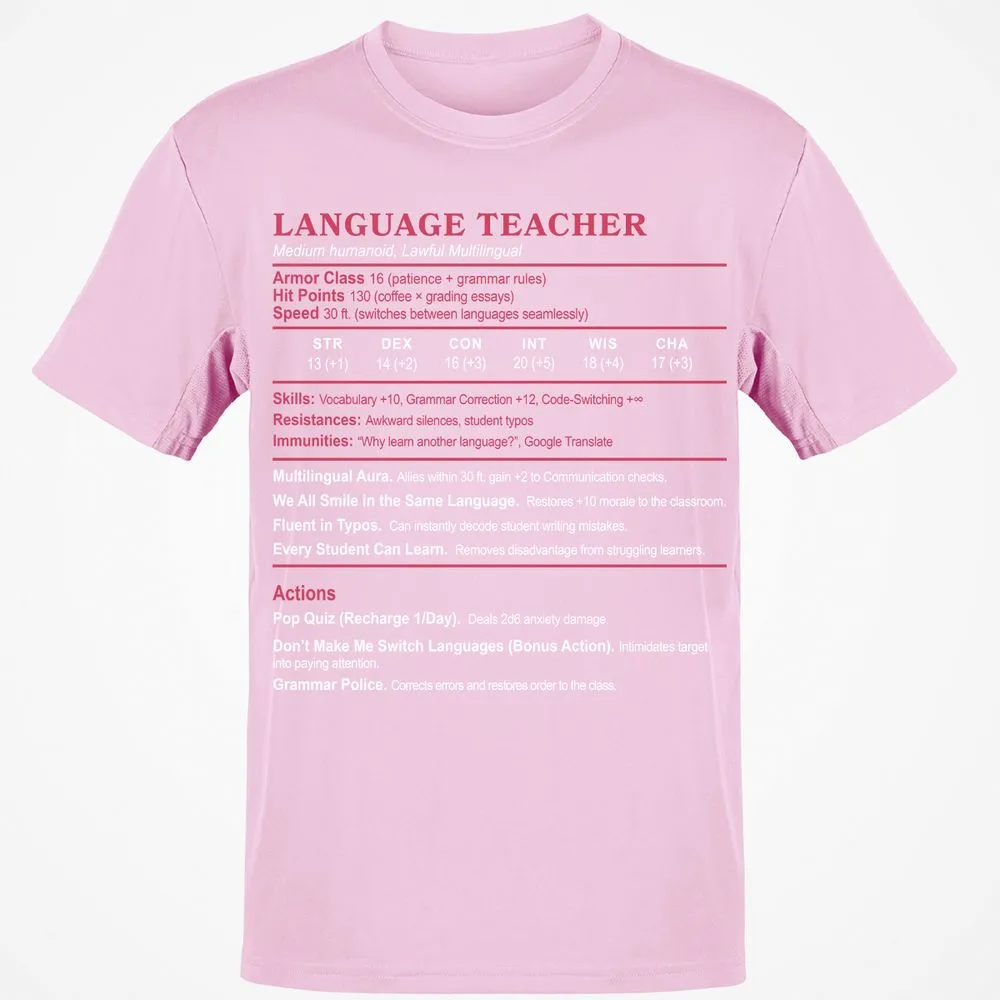 Language Teacher Classic Unisex T-Shirt - Light Pink - 5