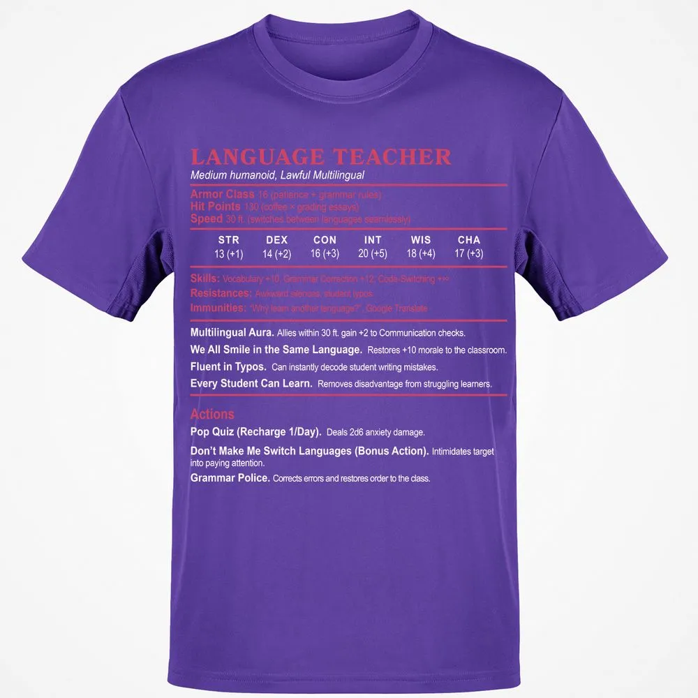 Language Teacher Classic Unisex T-Shirt - Purple - 9