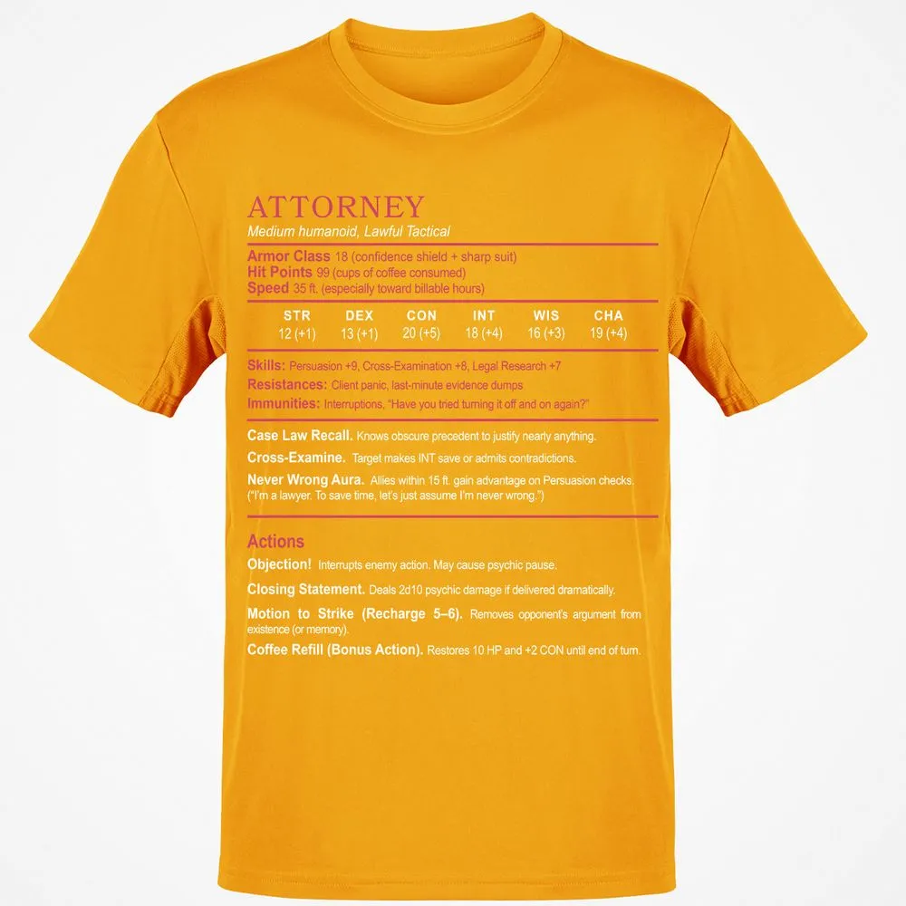 Attorney Classic Unisex T-Shirt - Gold - 4