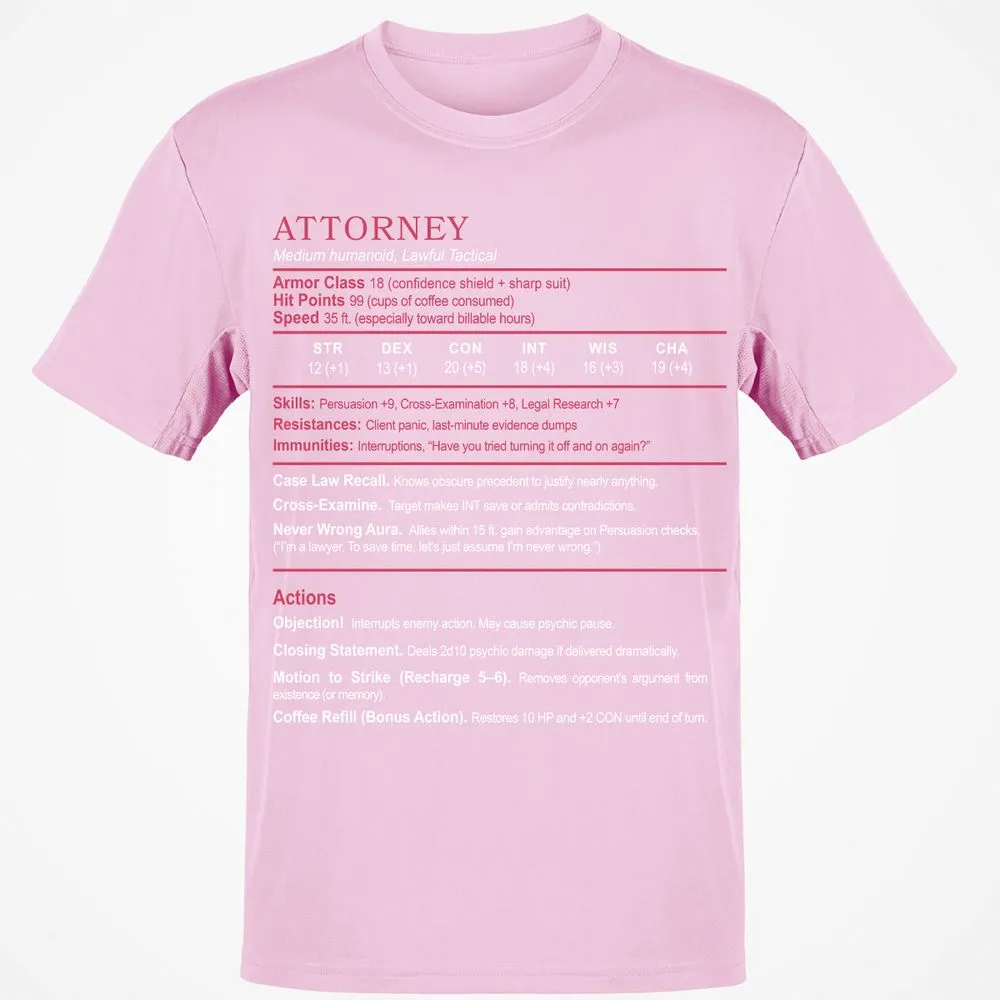 Attorney Classic Unisex T-Shirt - Light Pink - 5