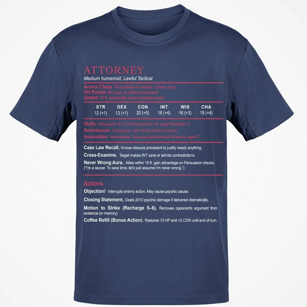 Attorney Classic Unisex T-Shirt - Navy - 7