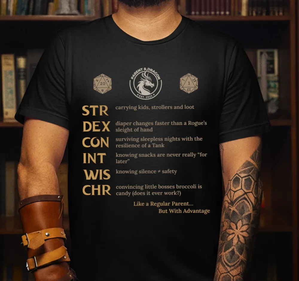 Parent & Dragon RPG Stats Classic Unisex T-Shirt - 3