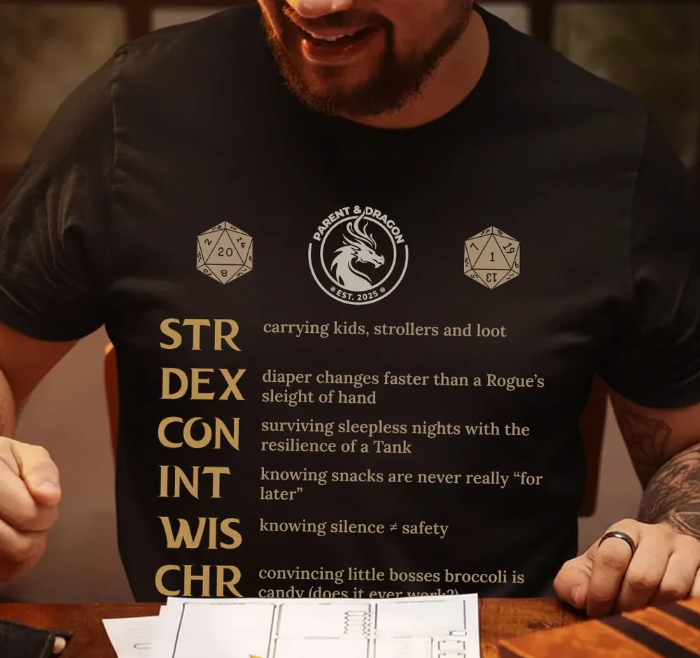 Parent & Dragon RPG Stats Classic Unisex T-Shirt - 2