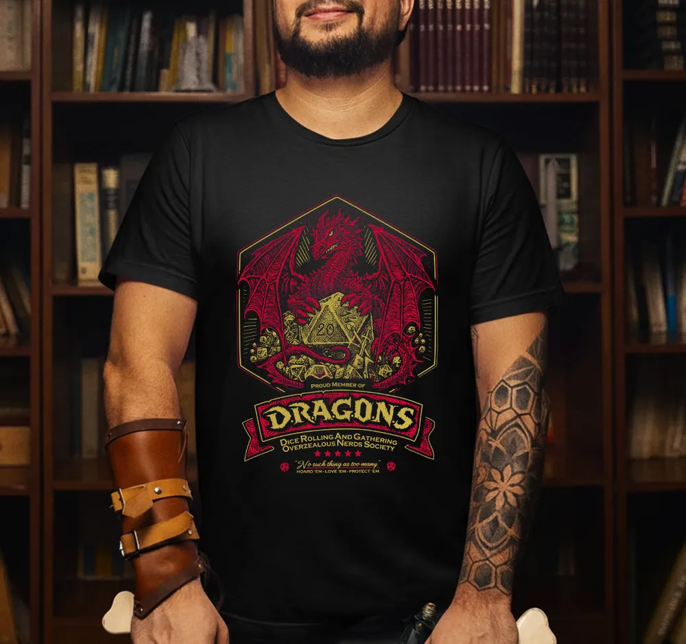 Fantasy Dragon With Dice Classic Unisex T-Shirt - 1