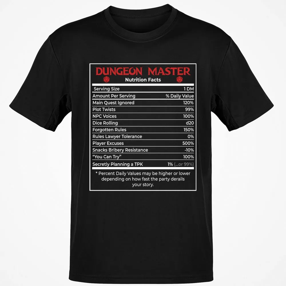 Dungeon Master Nutrition Facts Classic Unisex T-Shirt - Black - 1