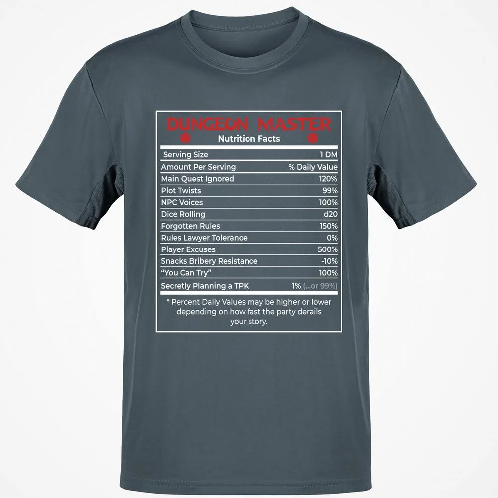 Dungeon Master Nutrition Facts Classic Unisex T-Shirt - Charcoal - 3
