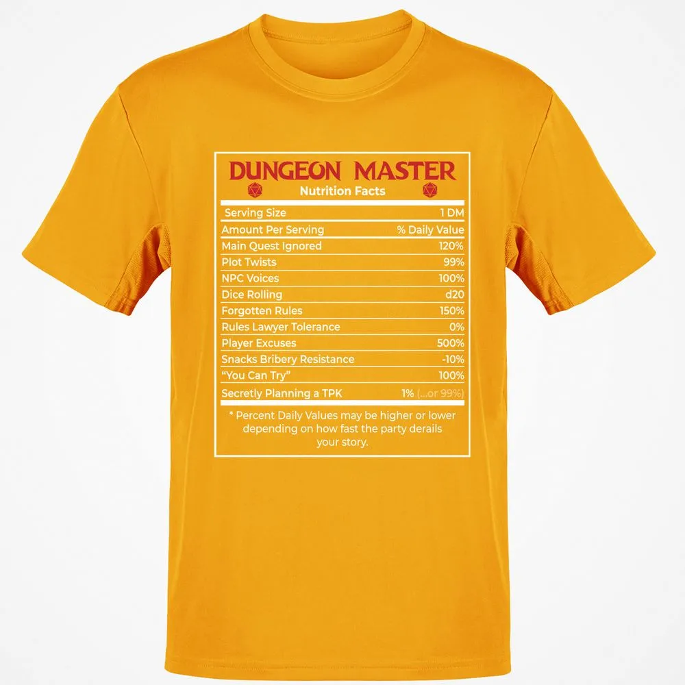 Dungeon Master Nutrition Facts Classic Unisex T-Shirt - Gold - 4