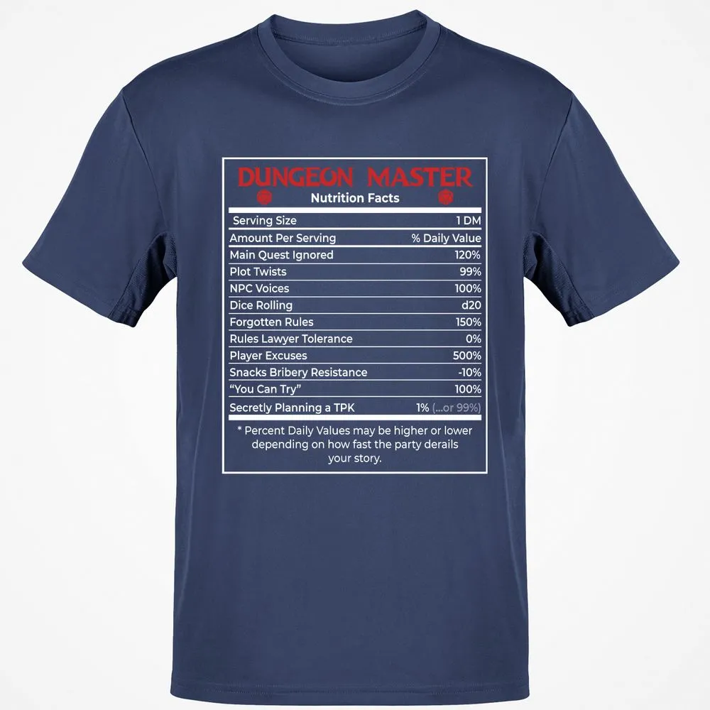 Dungeon Master Nutrition Facts Classic Unisex T-Shirt - Navy - 7
