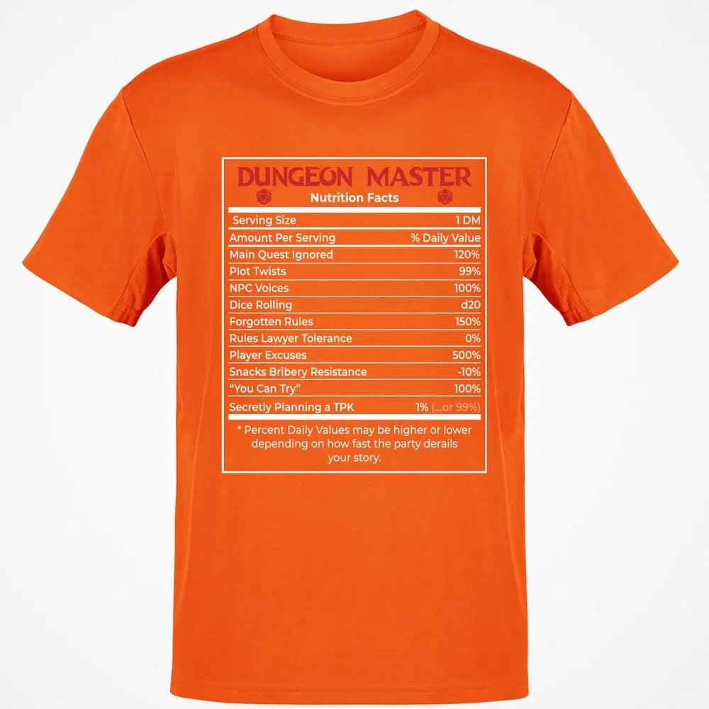 Dungeon Master Nutrition Facts Classic Unisex T-Shirt - Orange - 8