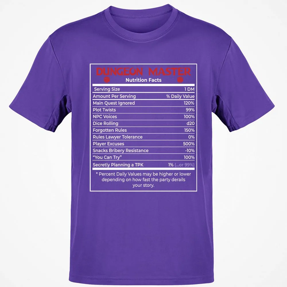 Dungeon Master Nutrition Facts Classic Unisex T-Shirt - Purple - 9