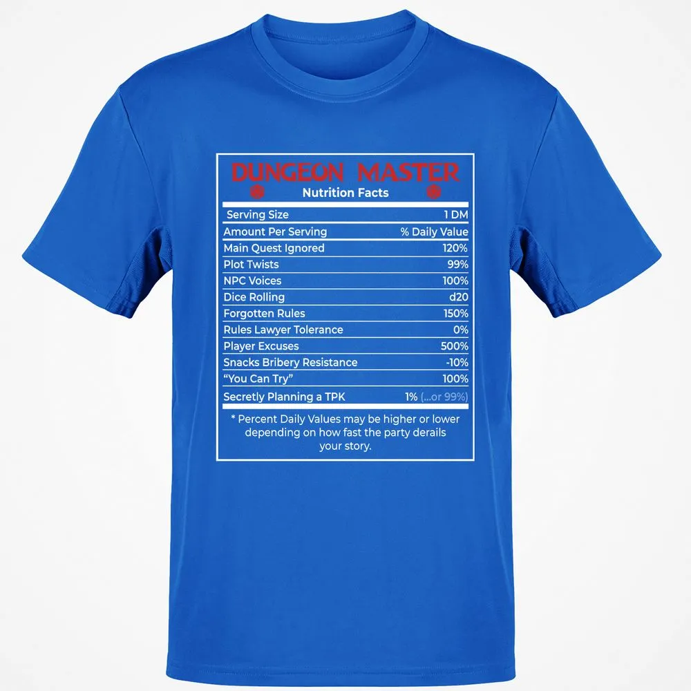 Dungeon Master Nutrition Facts Classic Unisex T-Shirt - Royal - 11