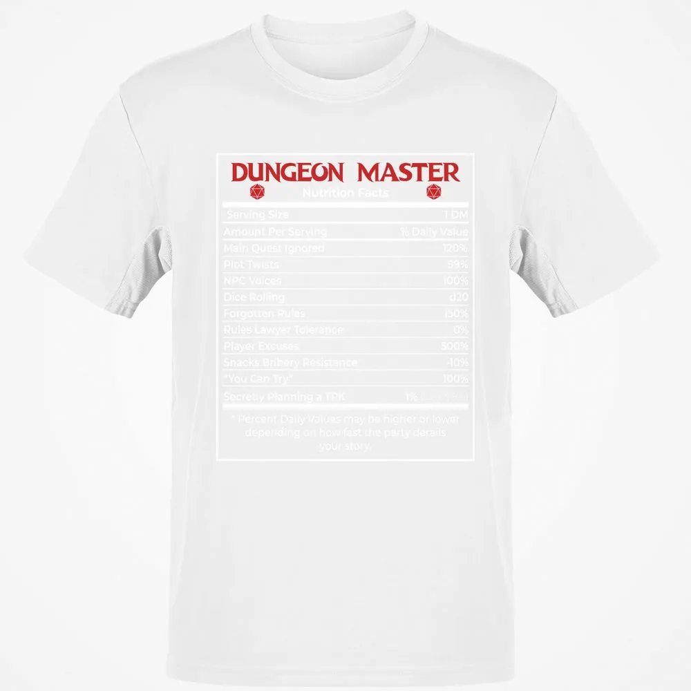 Dungeon Master Nutrition Facts Classic Unisex T-Shirt - White - 12