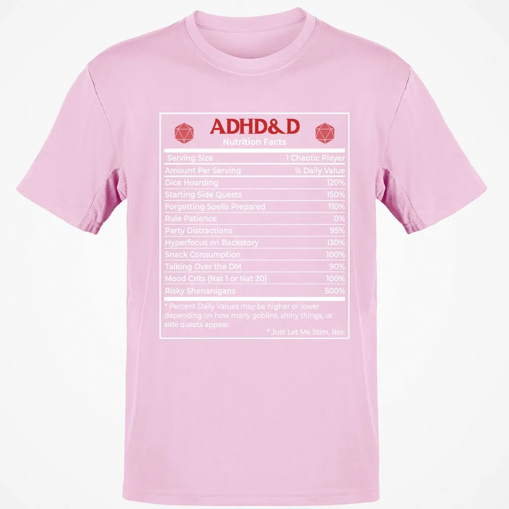 ADHD&D Nutrition Facts Classic Unisex T-Shirt - Light Pink - 5