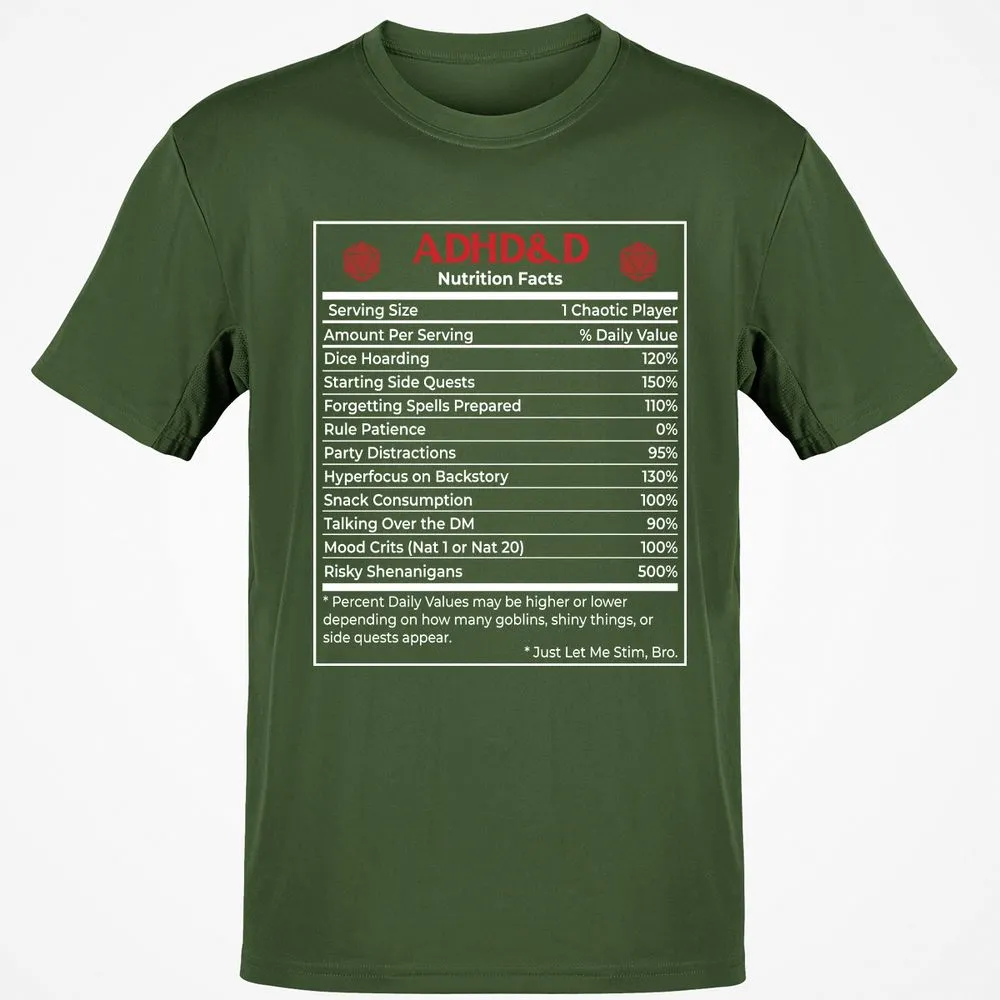 ADHD&D Nutrition Facts Classic Unisex T-Shirt - Military Green - 6