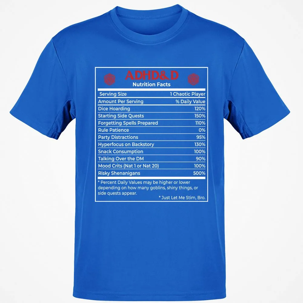 ADHD&D Nutrition Facts Classic Unisex T-Shirt - Royal - 11