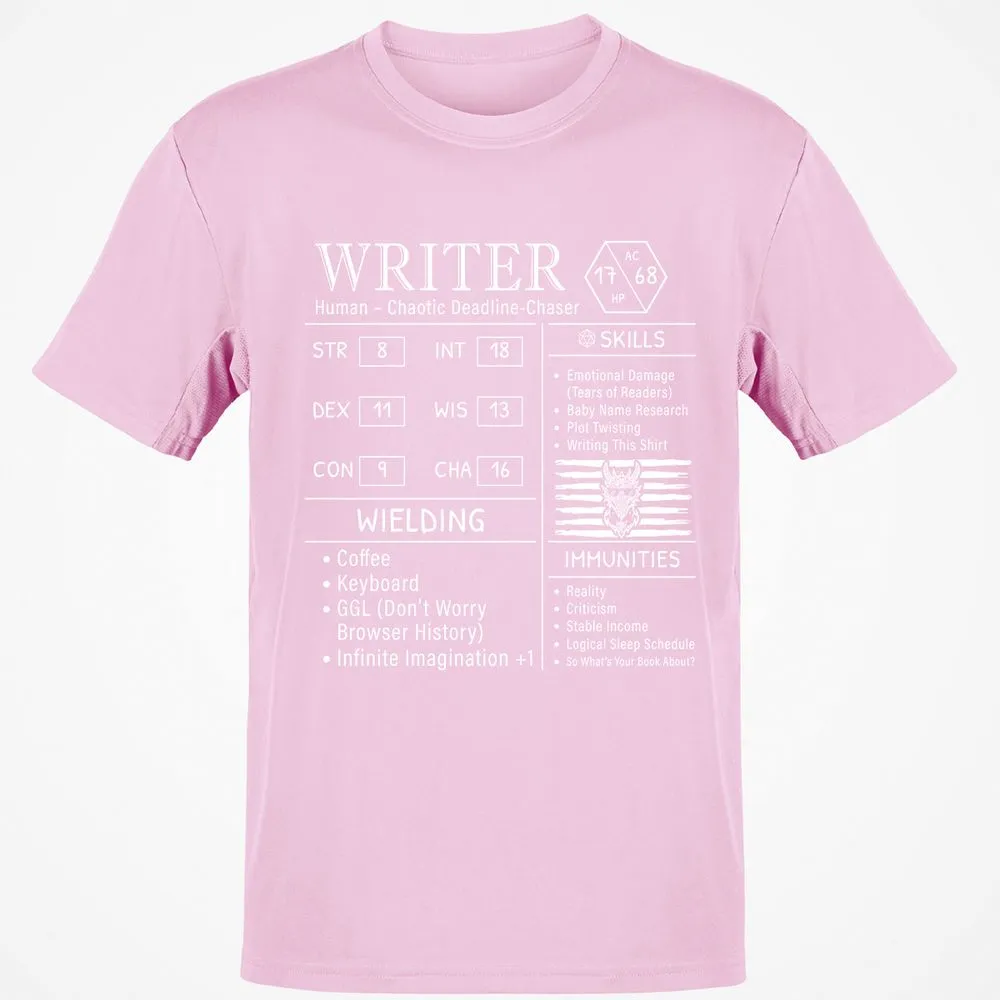 Writer Stats New Classic Unisex T-Shirt - Light Pink - 5