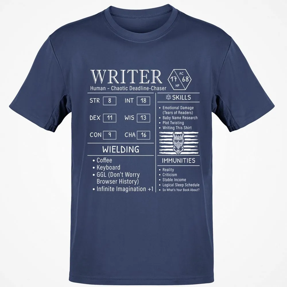 Writer Stats New Classic Unisex T-Shirt - Navy - 7