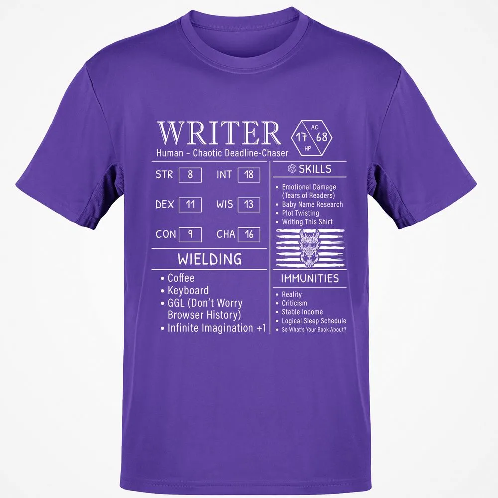 Writer Stats New Classic Unisex T-Shirt - Purple - 9