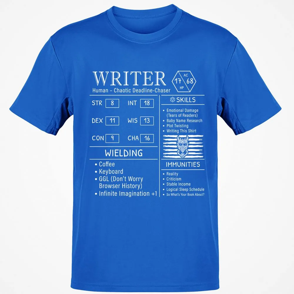 Writer Stats New Classic Unisex T-Shirt - Royal - 11