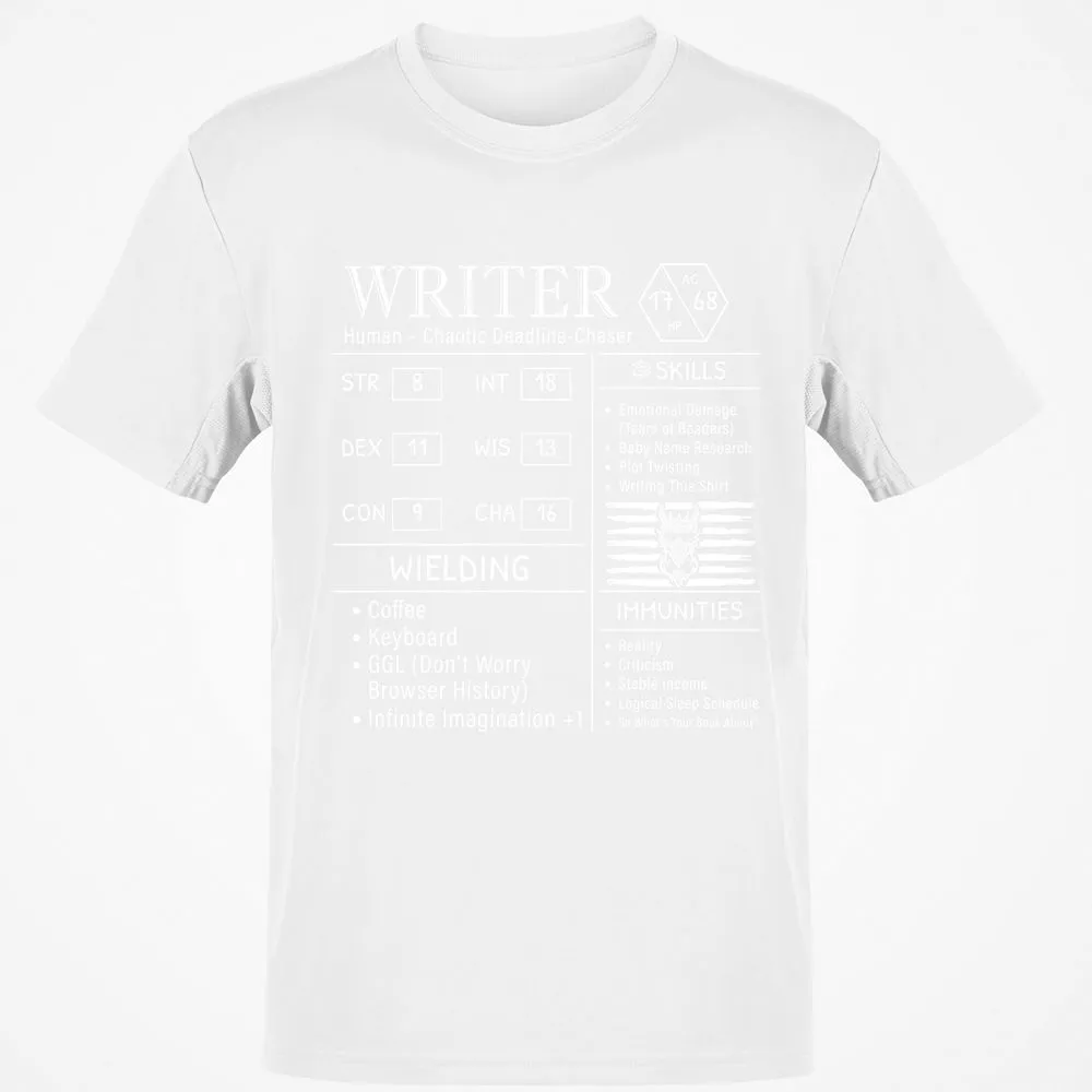 Writer Stats New Classic Unisex T-Shirt - White - 12