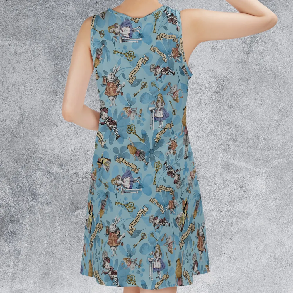 Alice Watercolor Flower Sleeveless Dress - 3