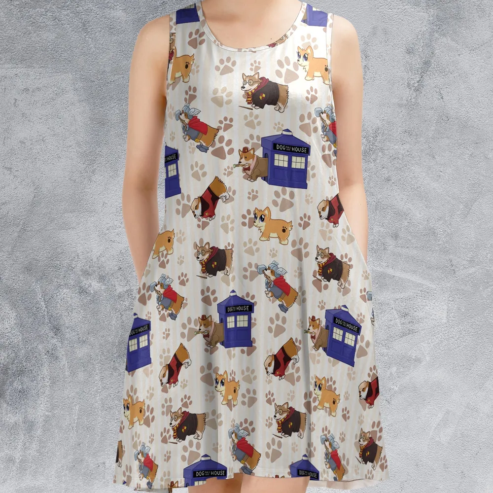 Breeds of Corgis Sleeveless Dress - 2