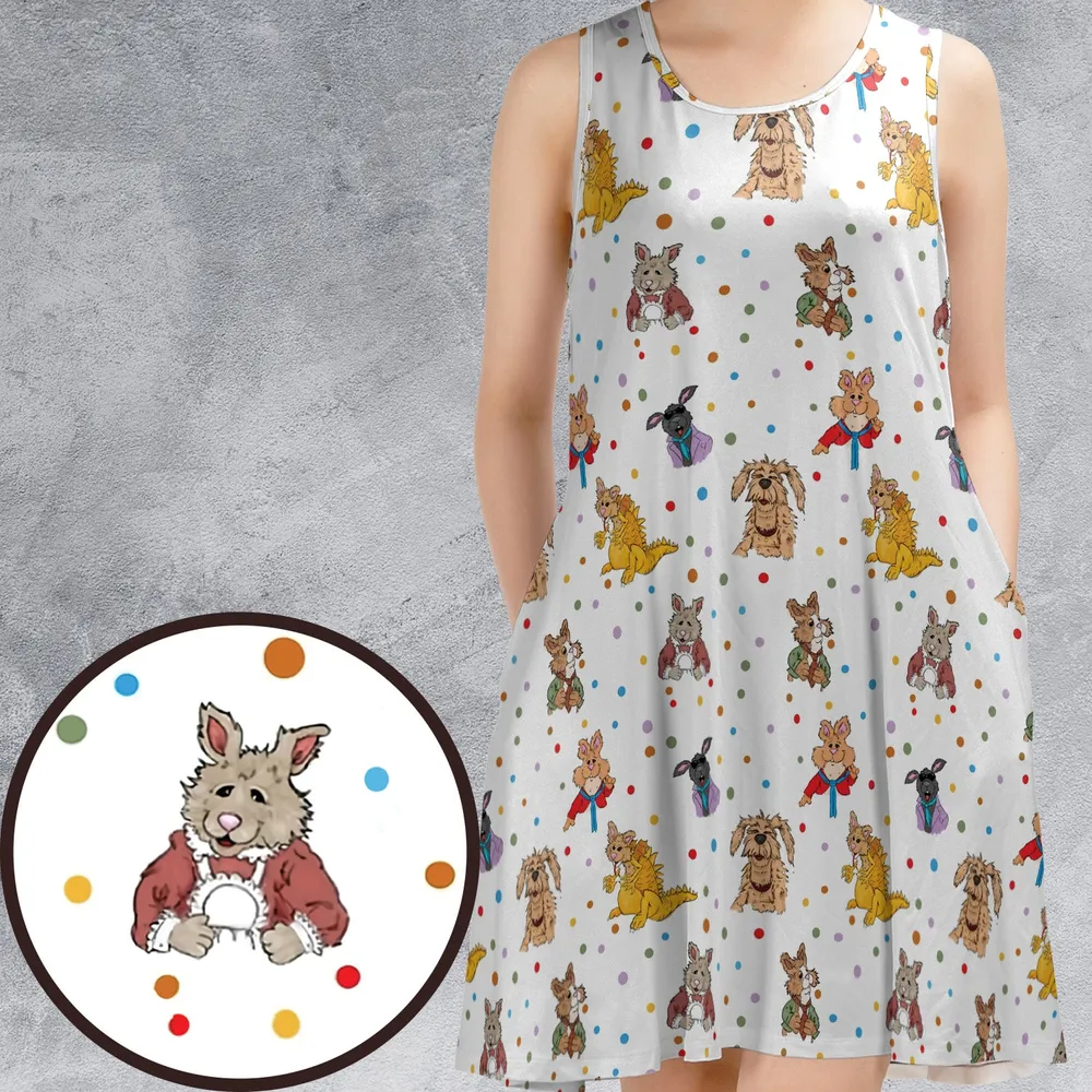 Tale of the Bunny Picnic Characters Sleeveless Dress - 1