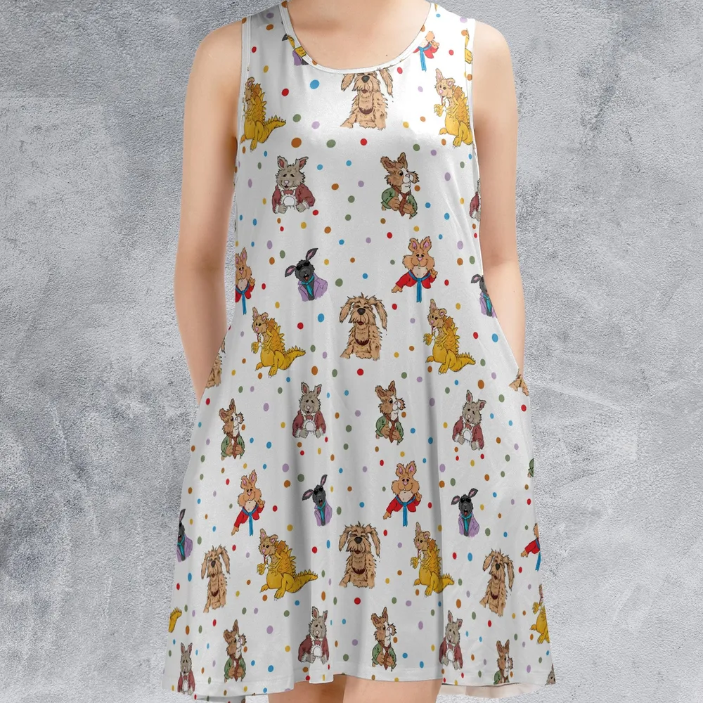 Tale of the Bunny Picnic Characters Sleeveless Dress - 3