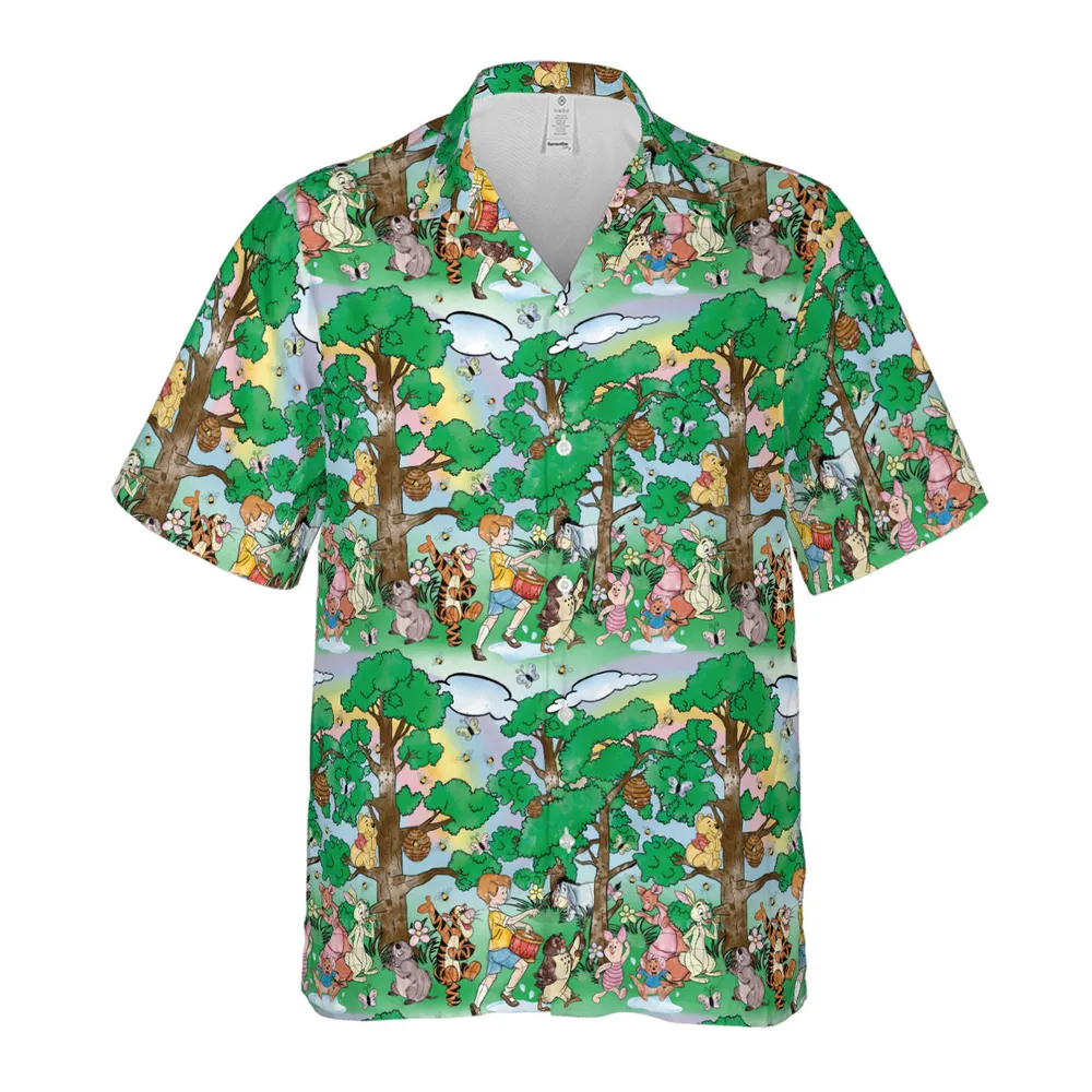 Bear and Friends Winnie the Pooh Hawaiian Shirt - 2